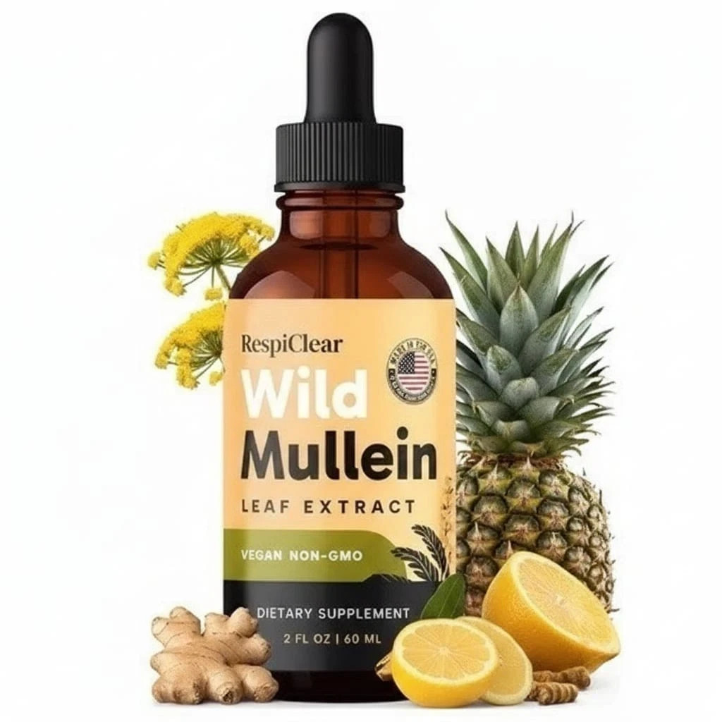 Wild oz Mullein Leaf Extract Liquid Drops Vegan Non-GMO Lemon 2 fl RespiClear