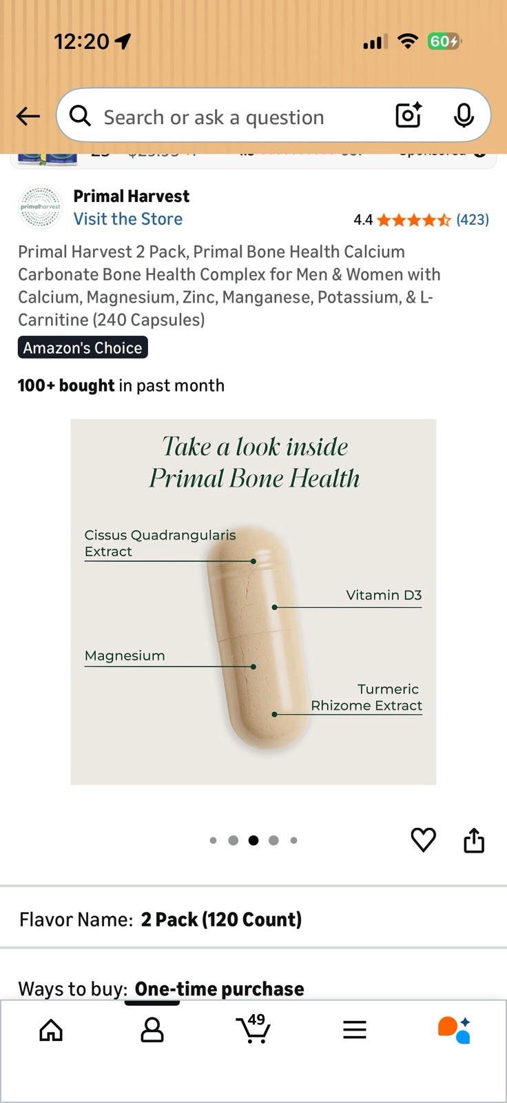 Primal Harvest Primal Bone Health Calcium Complex Bone Joint Muscle Health 2Pack
