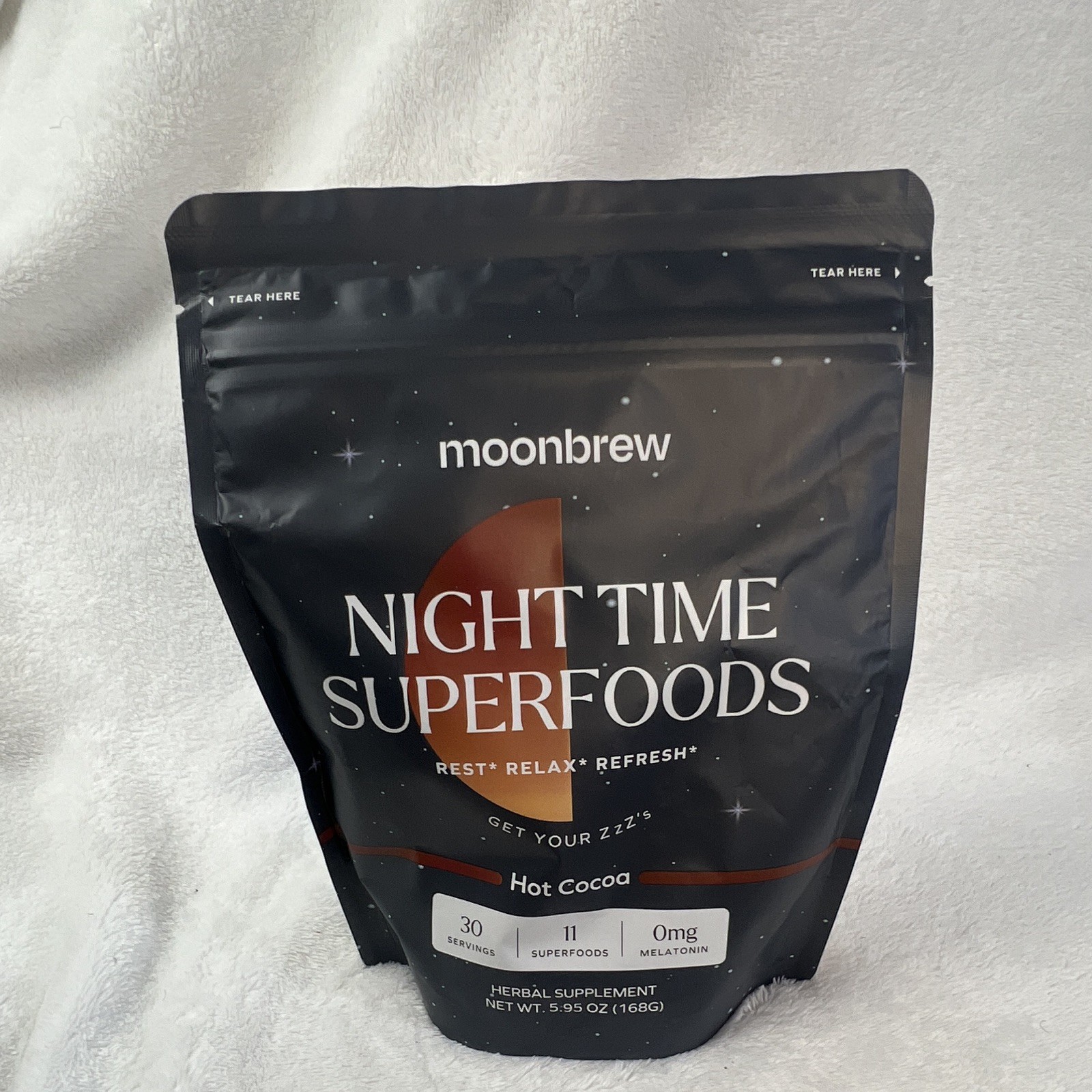 moonbrew Nighttime Sleep Support Hot Cocoa Powder Sugar-Free Vegan 5.95 oz