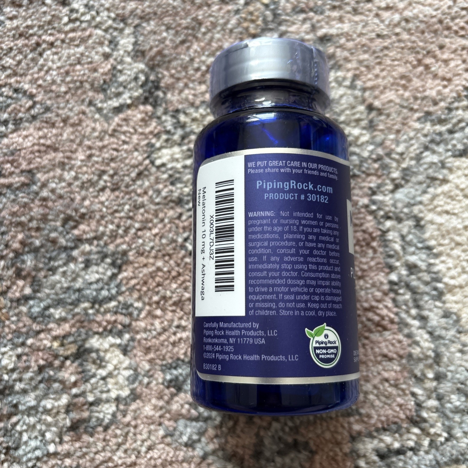 Piping Rock Melatonin 10 mg with Ashwagandha – 120 Capsules (Lot of 2)