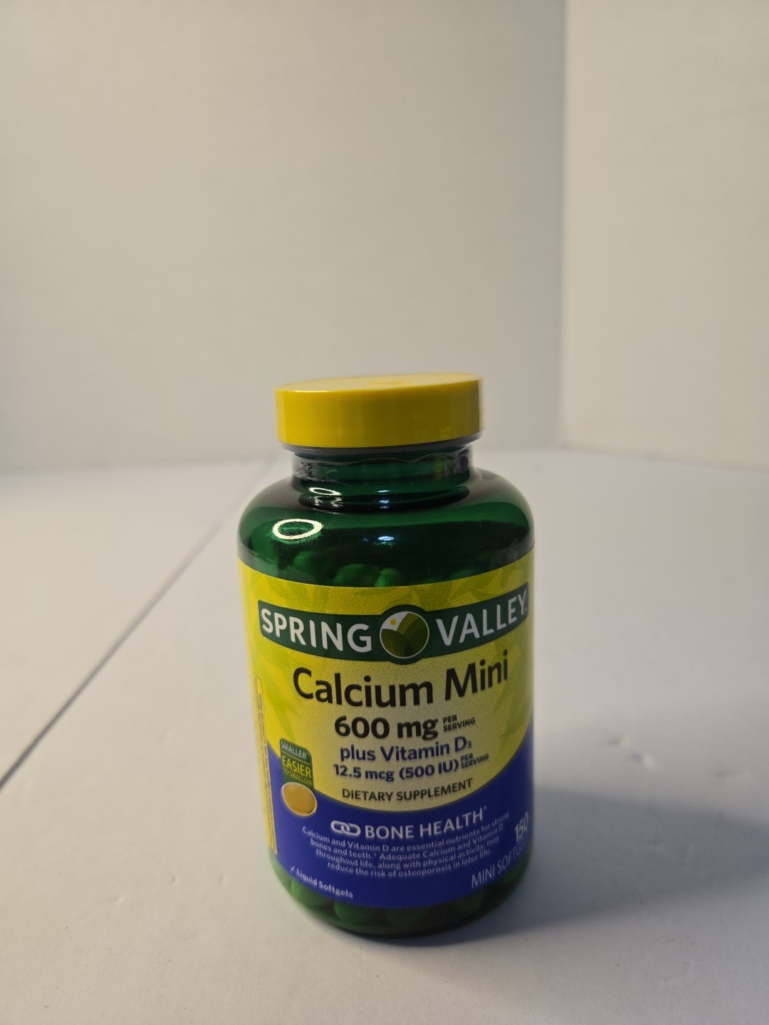 Spring Valley Calcium Plus Vitamin D3, Dietary Supplement, 150 Mini Softgels