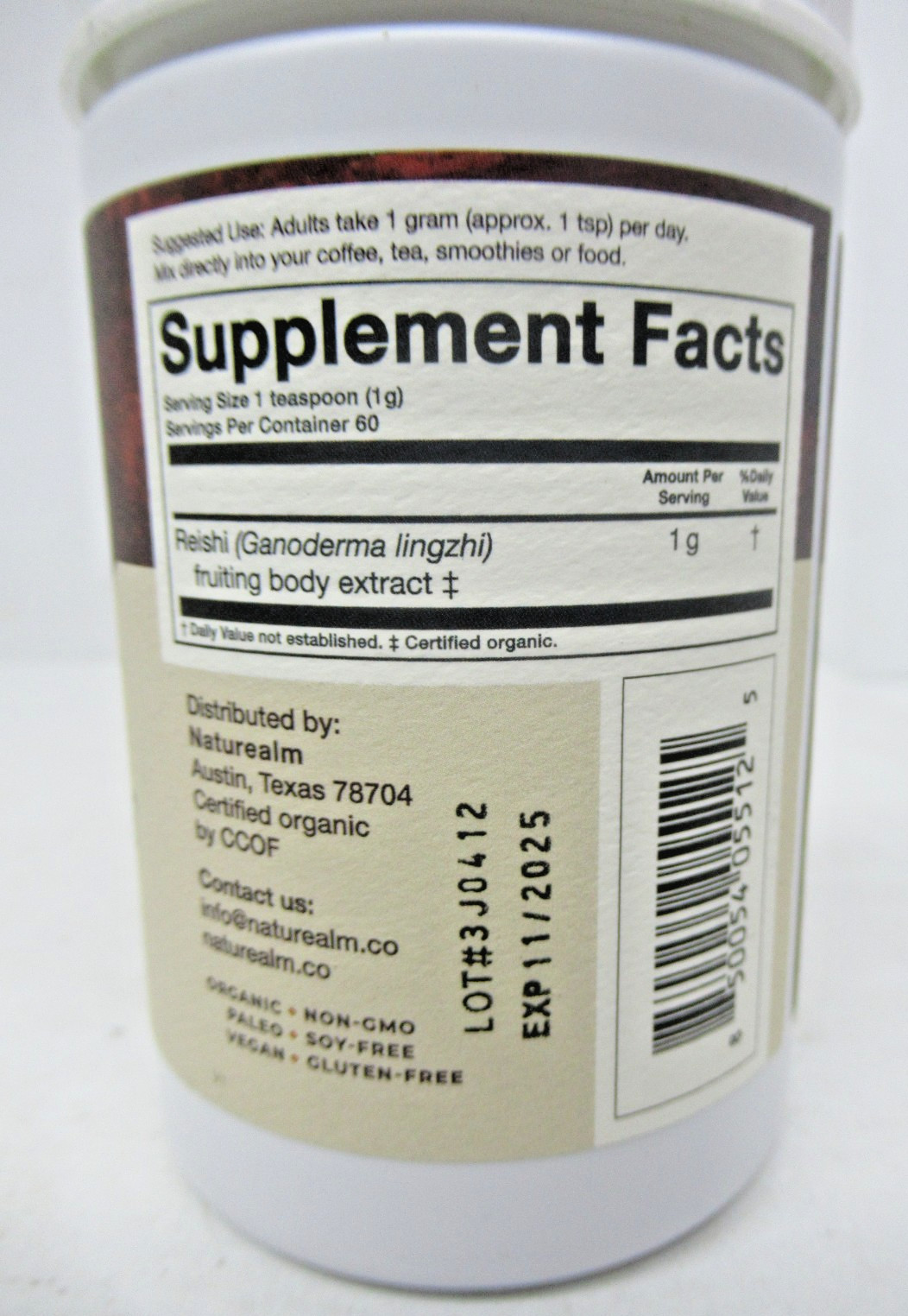 Naturealm Reishi Mushroom Extract Powder, Dietary Supplement, 2.1oz