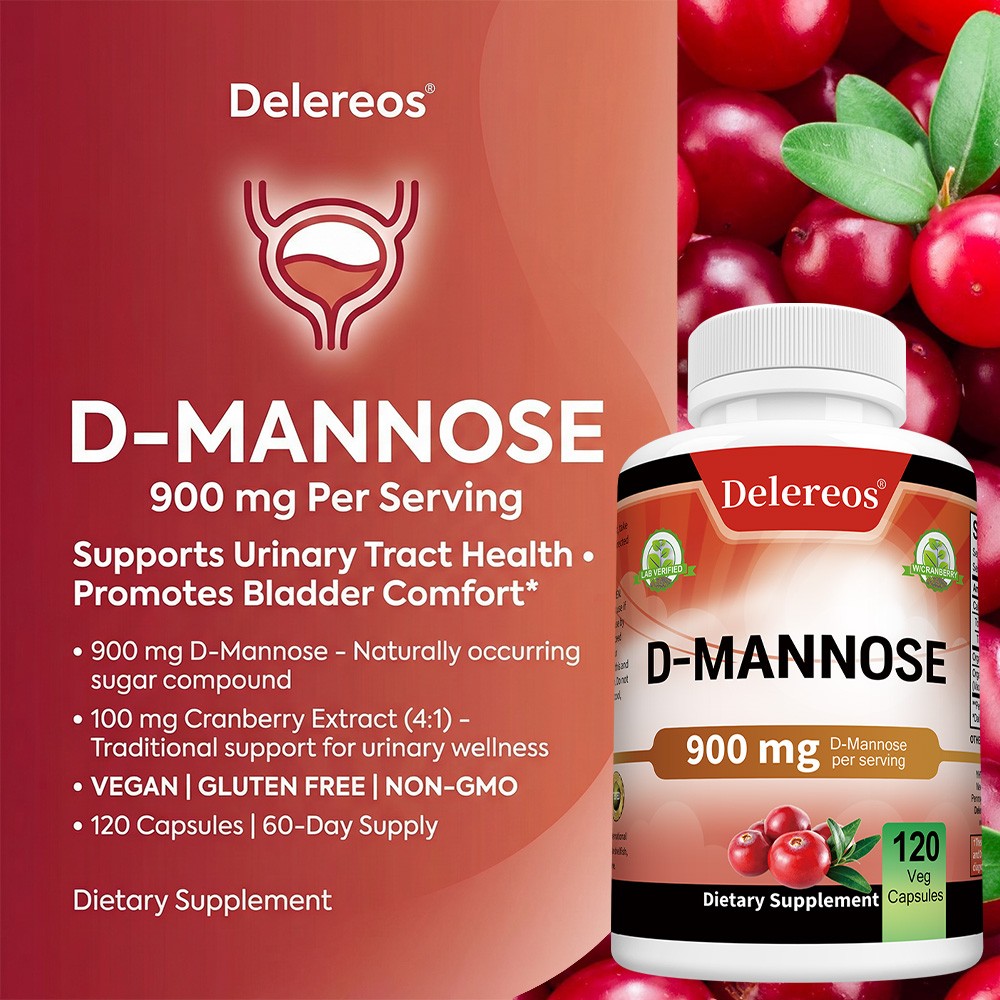 D-Mannose & Cranberry Complex – Supports Urinary Tract Health 30/60/120 Caps
