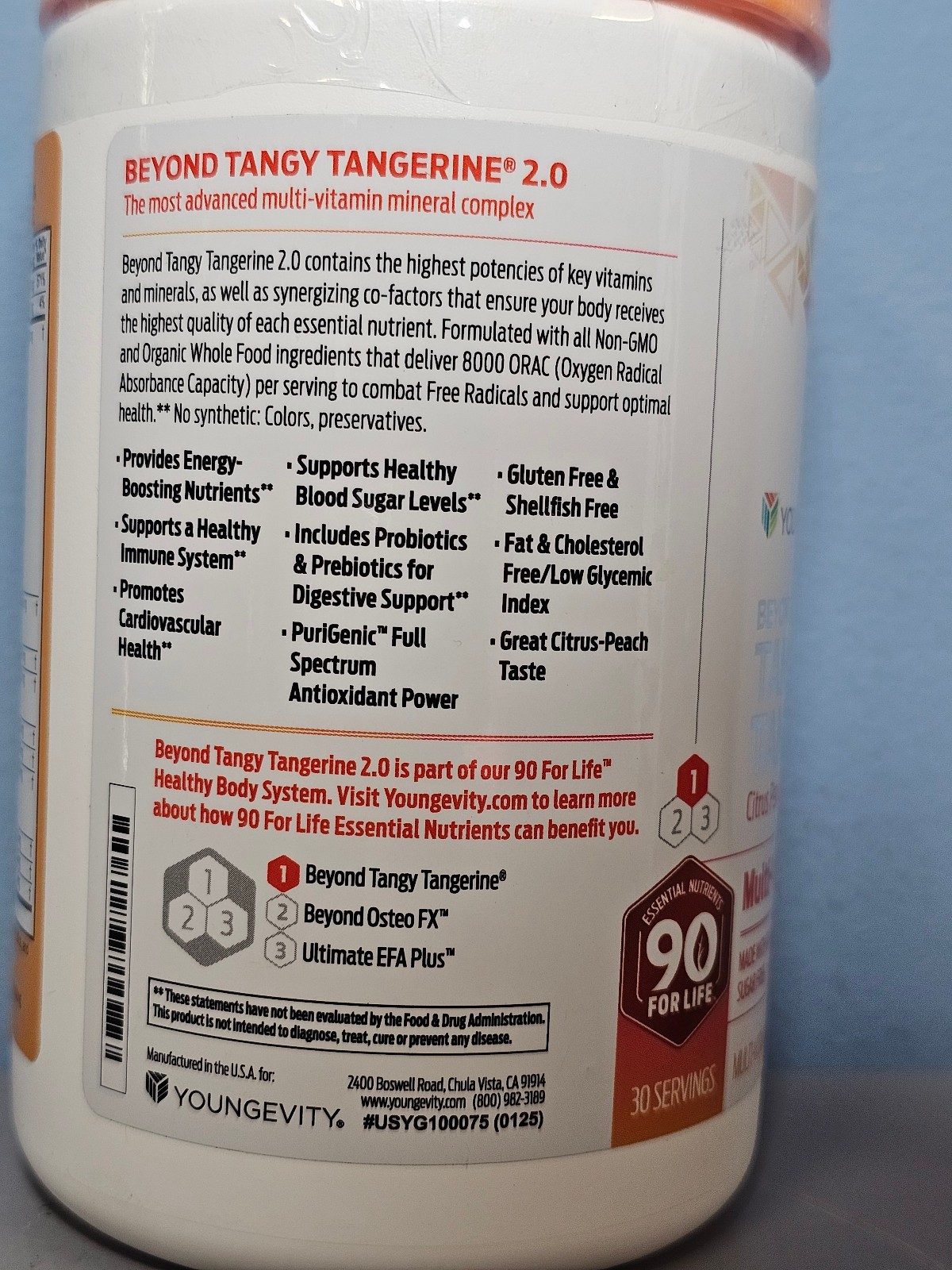 Youngevity Beyond Tangy Tangerine 2.0 Citrus Peach Fusion 1.06 lb New! Exp 1/29