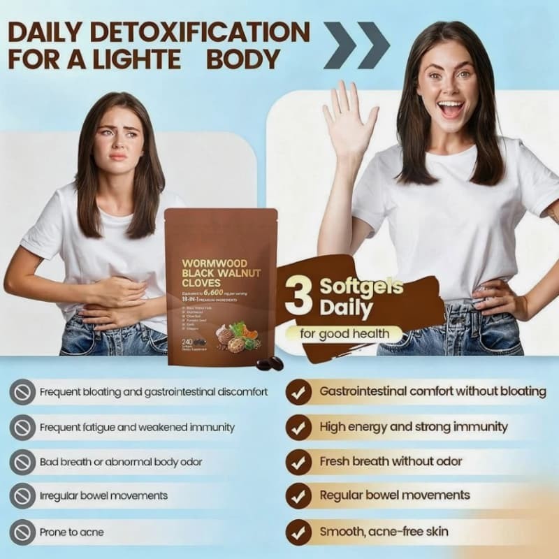 Softgels, Clove Cleanse, Detox, Intestinal Guard 6600mg Black Walnut Wormwood