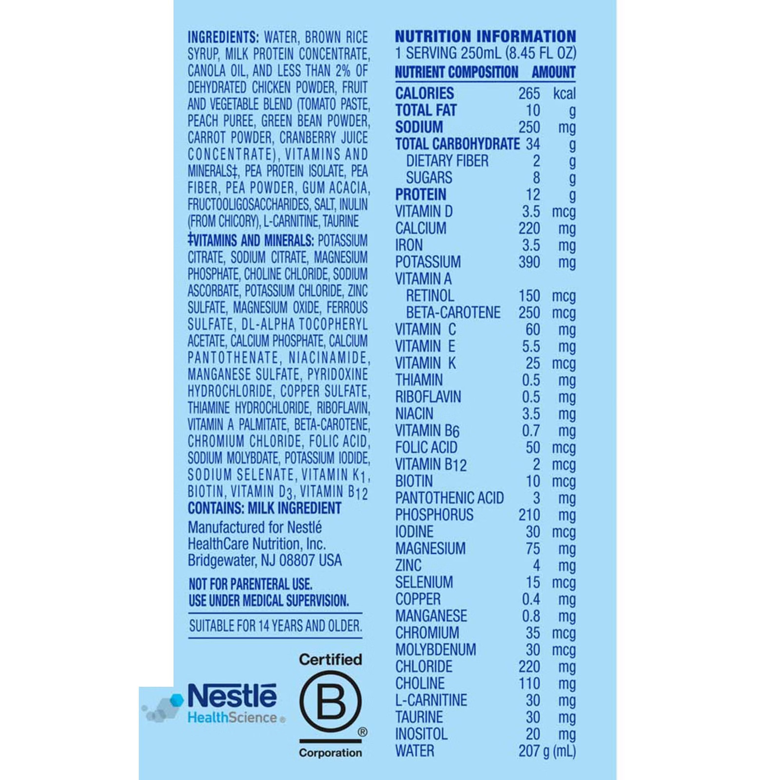 Nestle Compleat Original Tube Feeding Formula Unflavored 8.45 oz 24 Ct