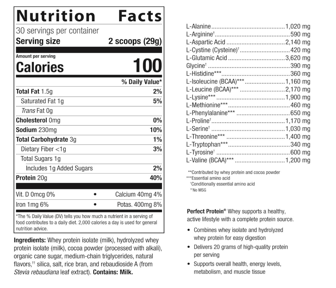 Metagenics – Perfect Protein Whey – Chocolate (30.69oz)
