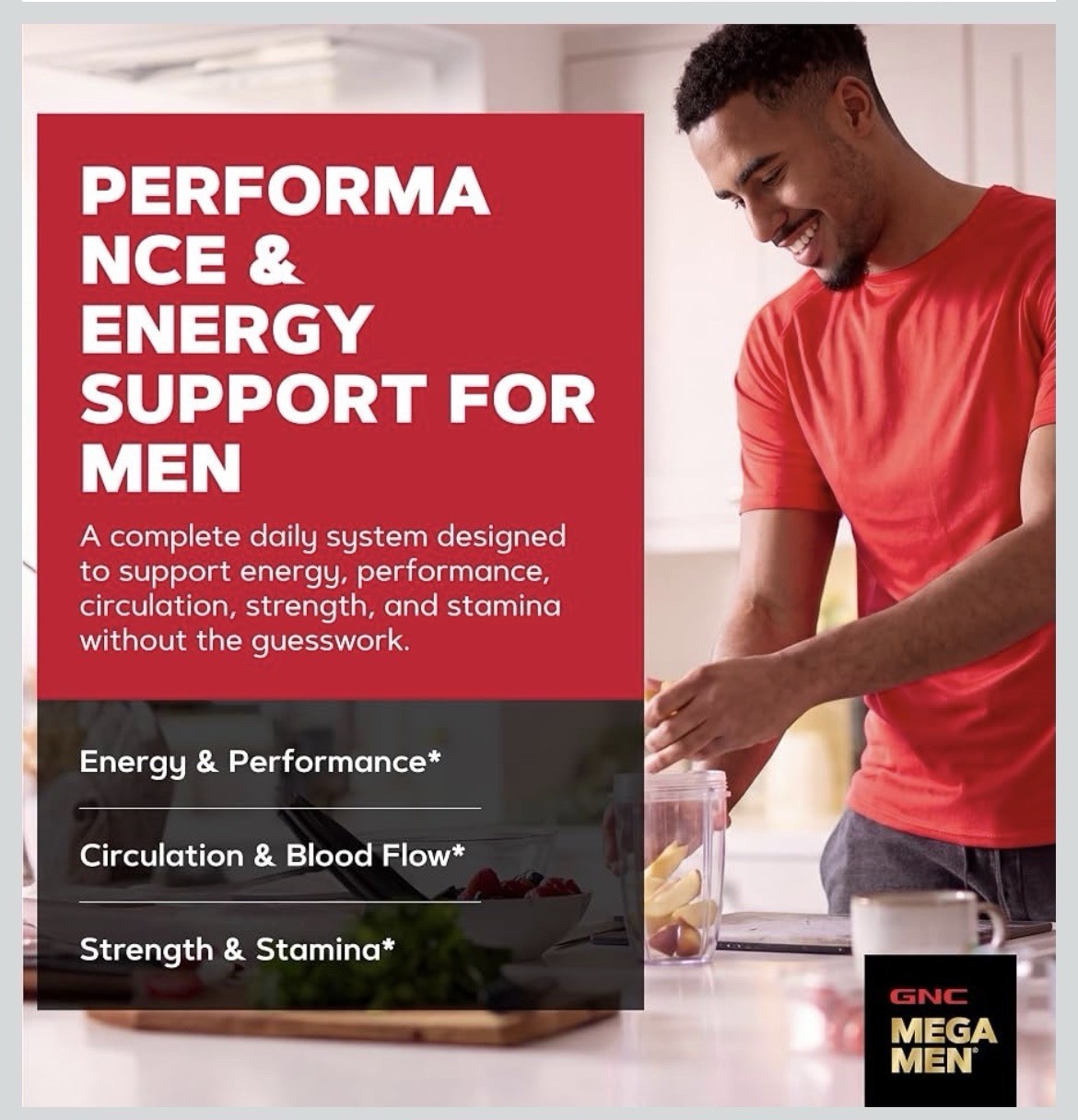 GNC Mega Men Sport Vitapak Multivitamin 200mg Caffeine Daily Packs Travel