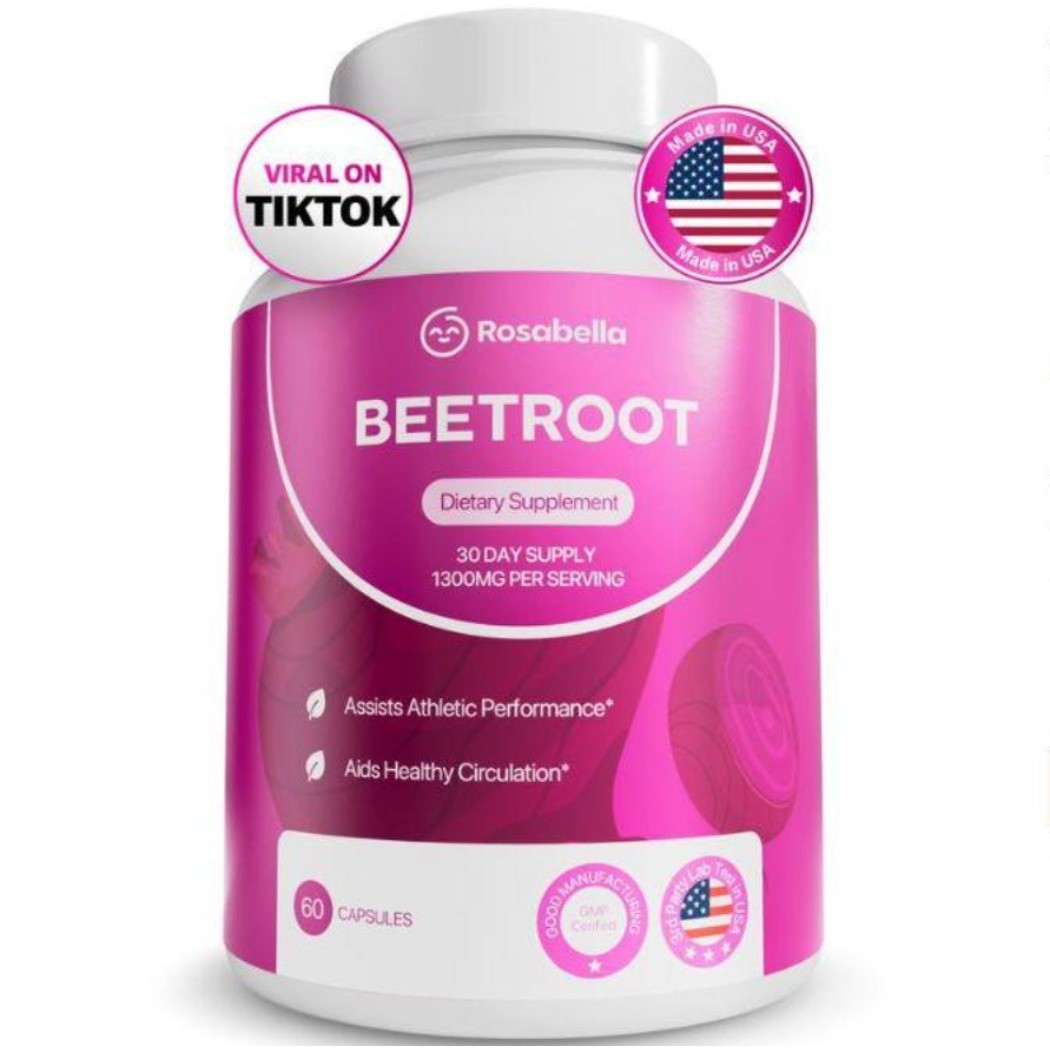 NEW Rosabella Organic Beetroot 1300mg Dietary Supplement 60 Veggie Capsules