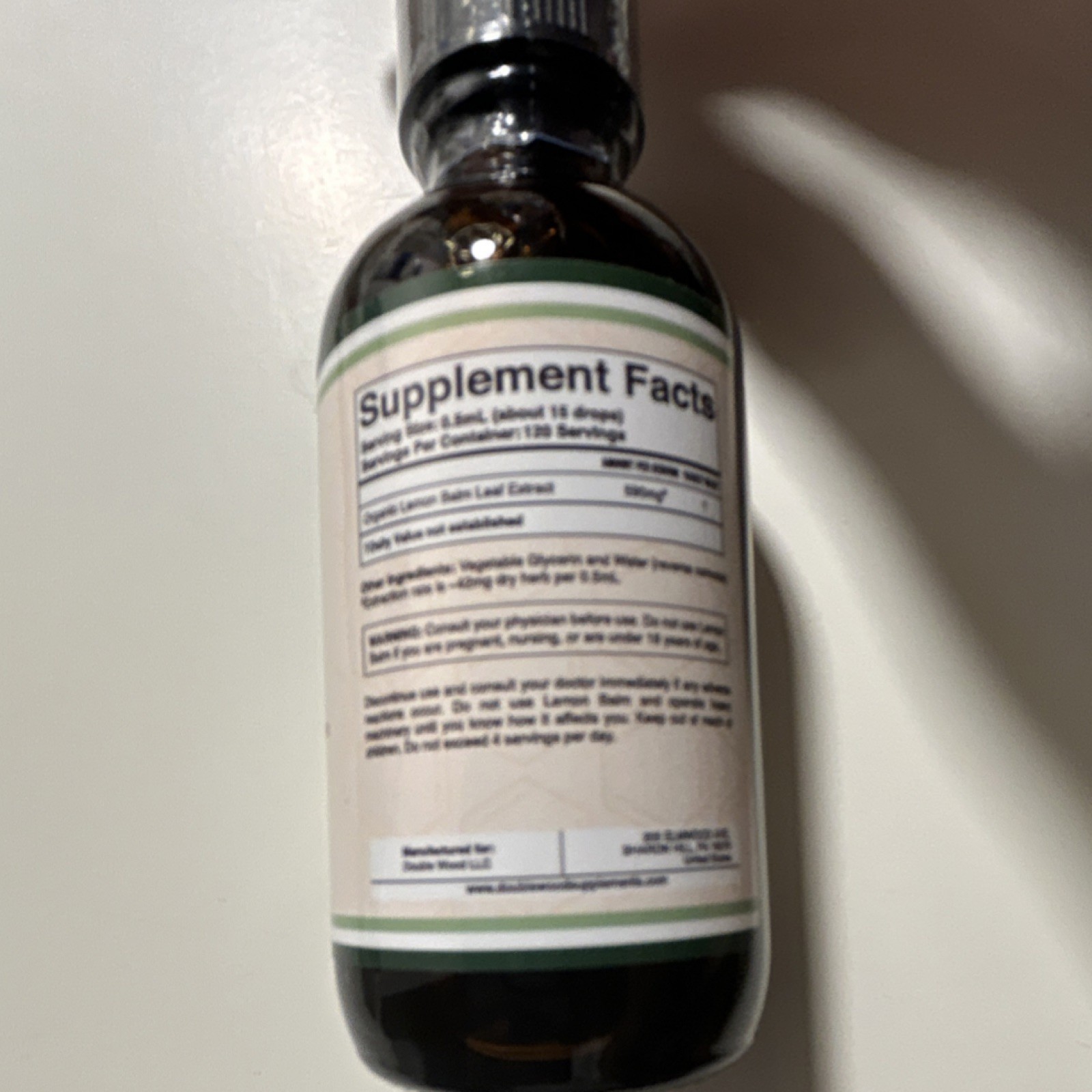 Double Wood Supplements Organic Lemon Balm Calming Liquid Extract Lemon 2 fl oz