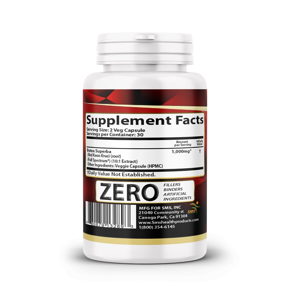 BUTEA SUPERBA PILLS MEN FULL SPECTRUM RED KWAO KRUA ORGANIC USA