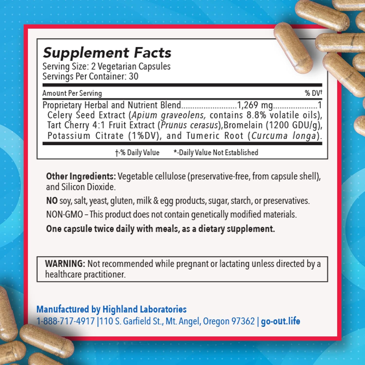 Highland Laboratories Go-Out Extra Strength,Acute Flare-Up Support,60 Caps