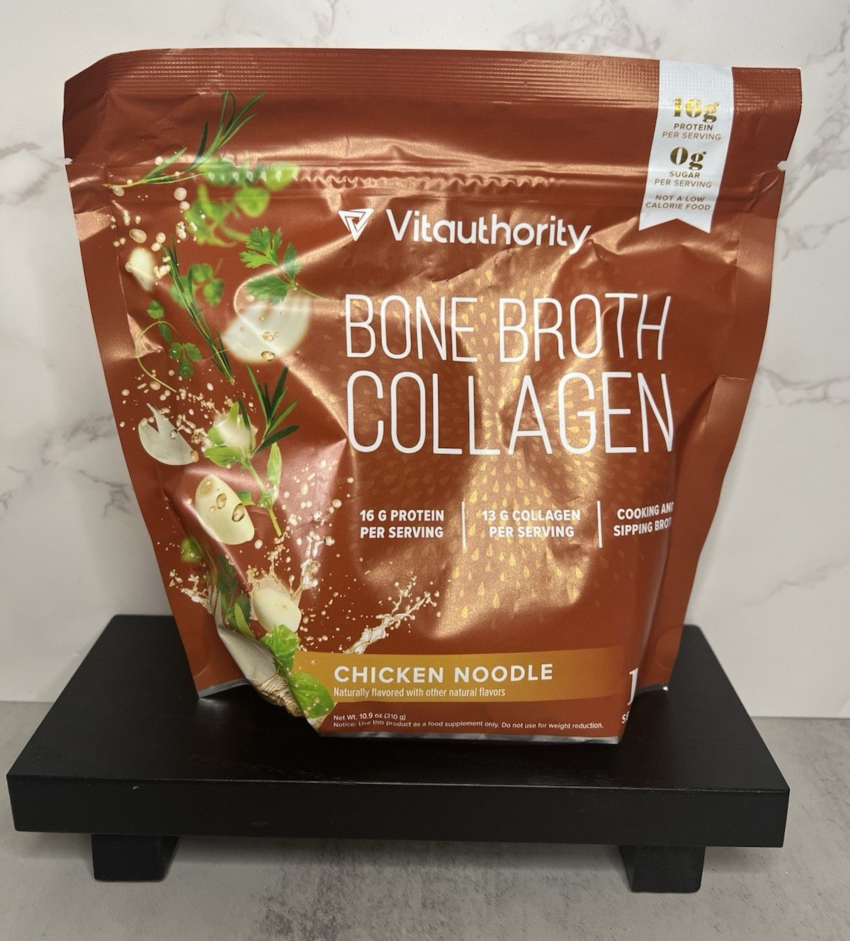 Vitauthority Bone Broth Collagen Powder Chicken Noodle 10.9 oz Exp 04/2027