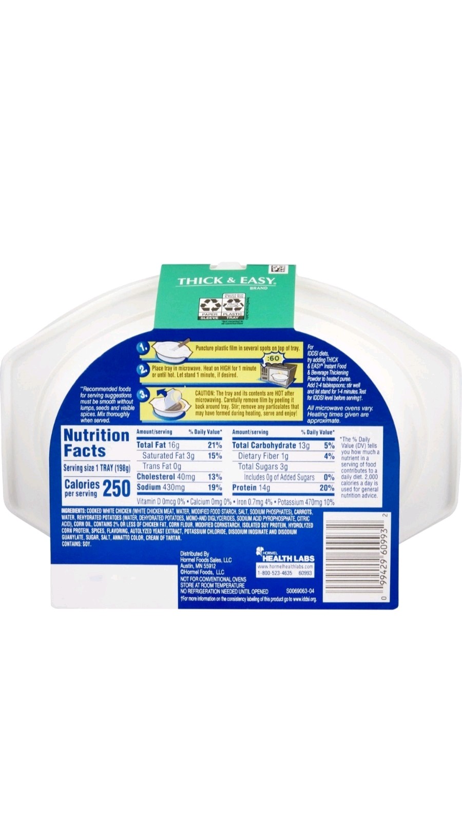 Thick & Easy 60748 Purees Microwave Meal Roasted Chicken Dinner 7.oz (7 Count)