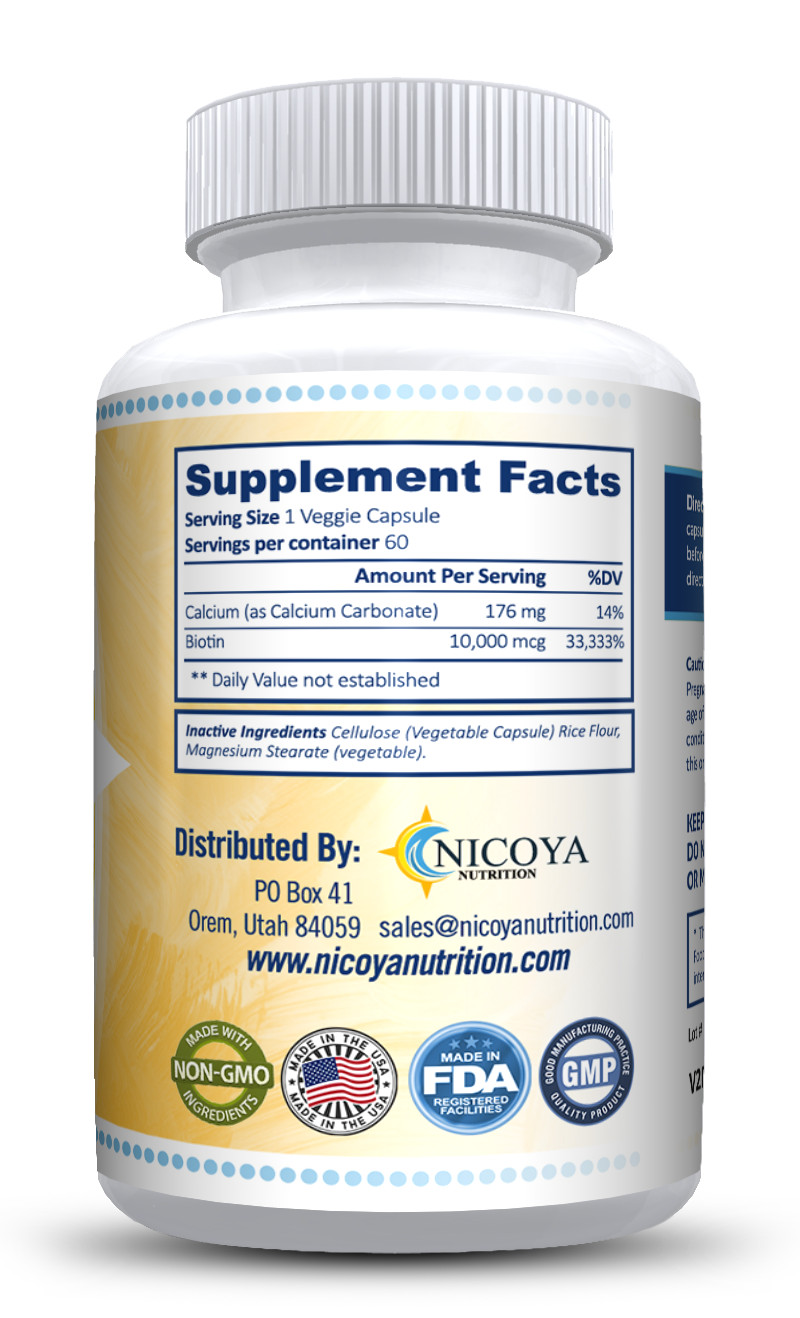 Biotin- Hair Supplement For Natural Hair & Nail Growth with Calcium 60ct