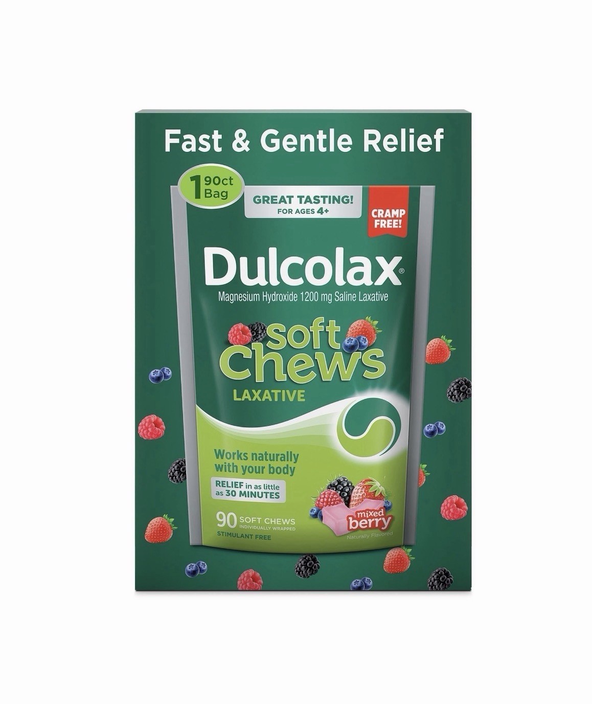 NEW Dulcolax Laxative Soft Chews, Mixed Berry, 90 ct, Gentle Relief EXP: 12/27