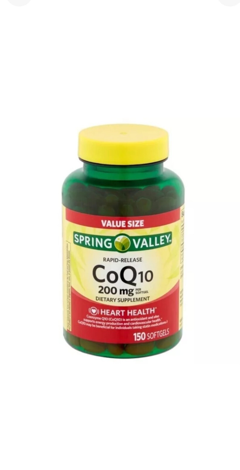 Spring Health Spring Valley CoQ10 Rapid Release Softgels 200mg 150 Count Ex:5/26