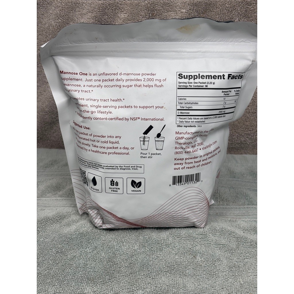 Theralogix Mannose One D-Mannose Powder Supplement 90 Packet Exp 01/27 NSF Vegan