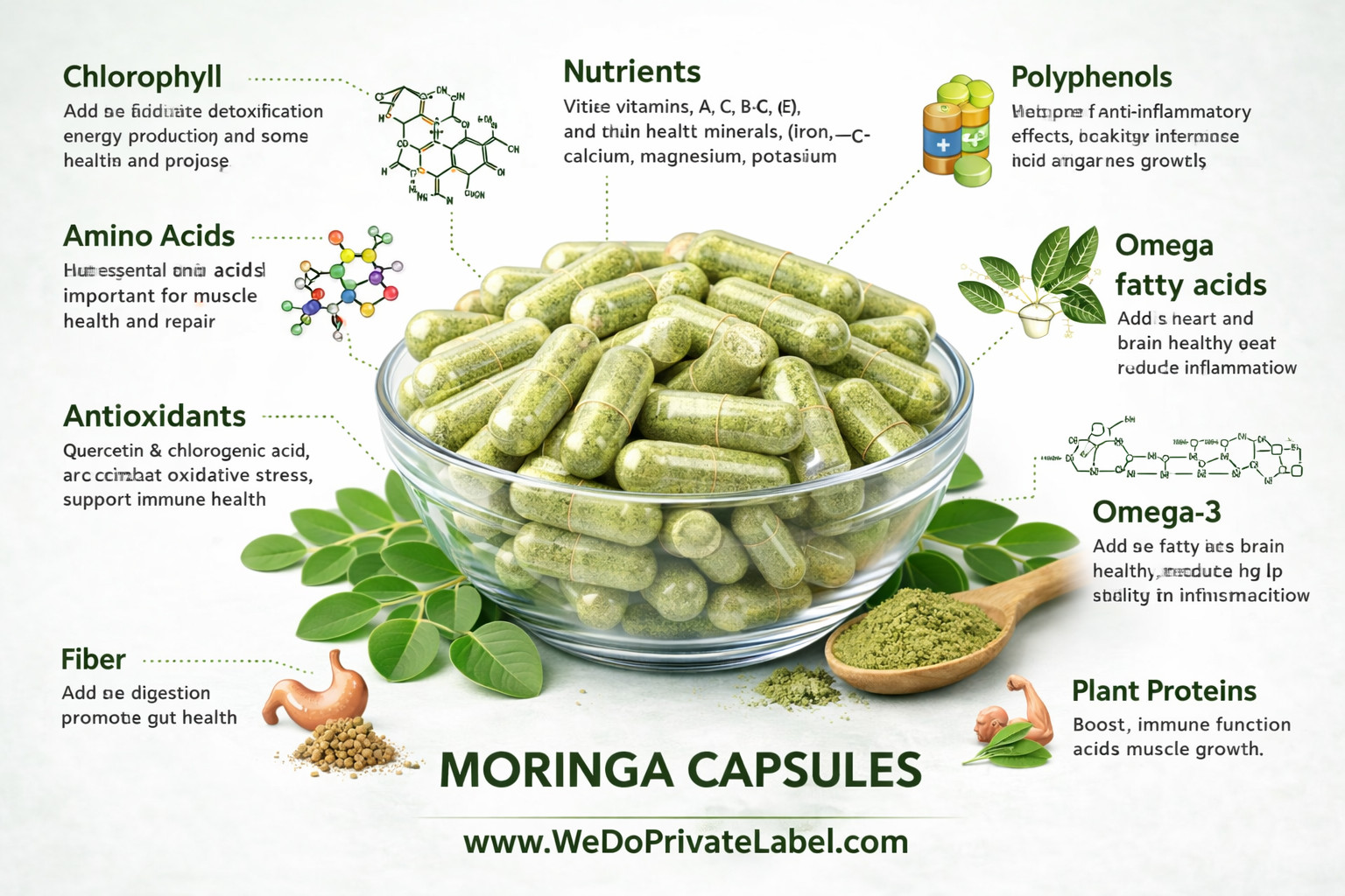 Organic Moringa 1000mg Capsules – 10,000 Capsules – Bulk