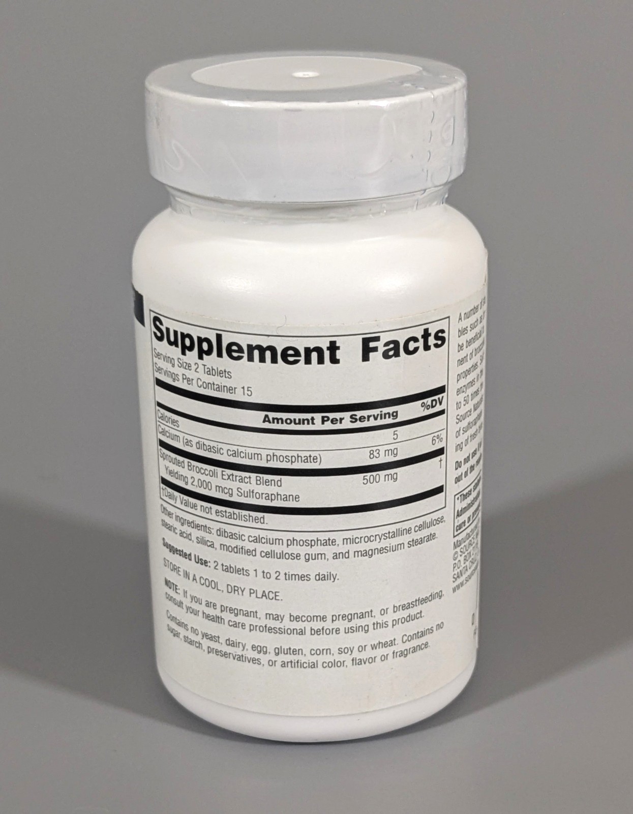 Broccoli Sprout Extract 250 mg Antioxidant & Detox Support Source Naturals 30 ct