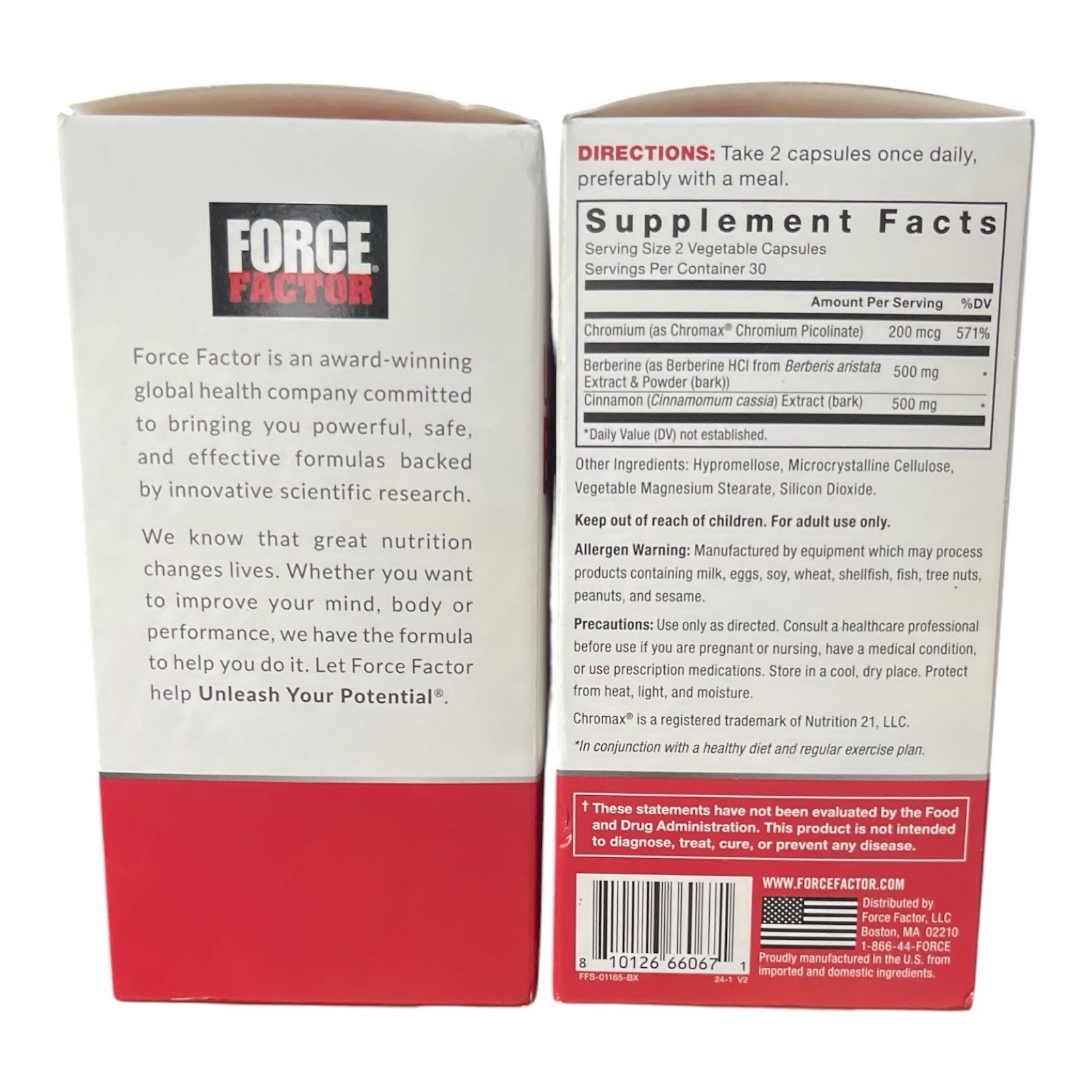 Force Factor Ultra Berberine 500mg 60 Capsules 2-Pack EXP 11/27 & 02/28 NEW