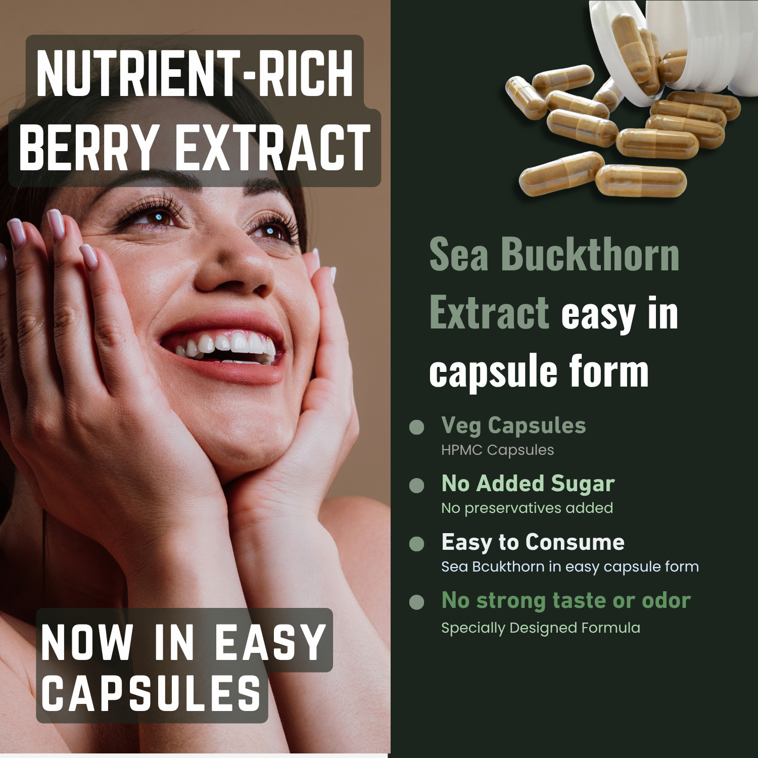 Heroot Sea Buckthorn Capsules 500mg | Hippophae rhamnoides Berry Extract