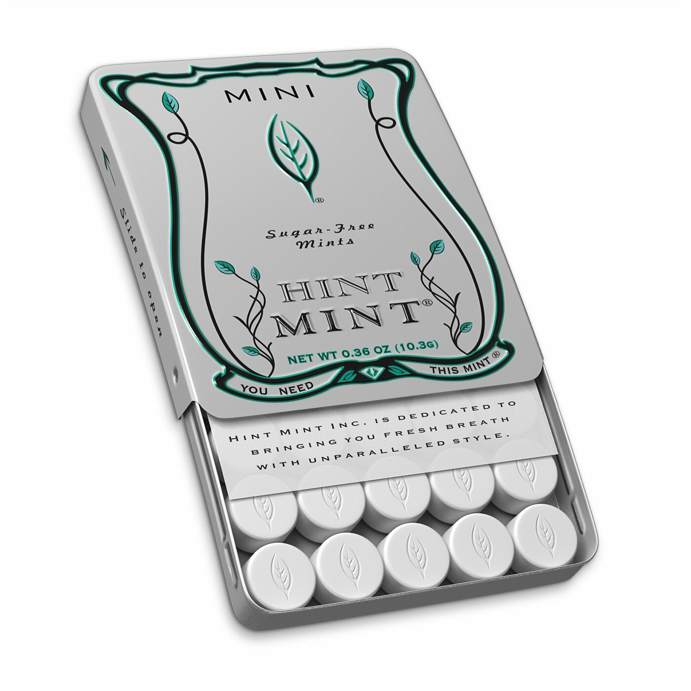 Hint Mint Mini Sugar Free Candy Mints, 0.36-ounce Tin, Peppermint-24 Pack