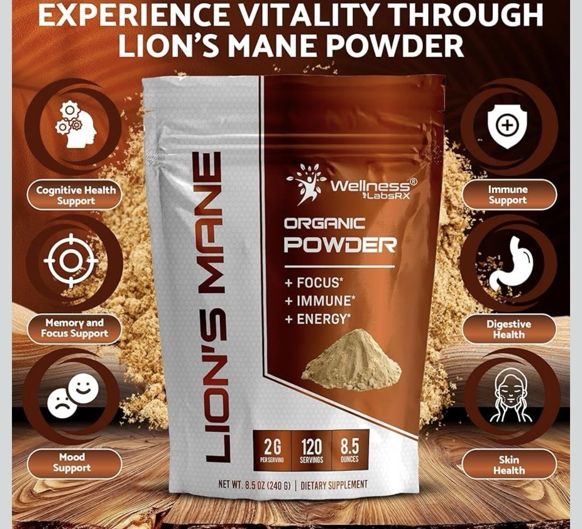 Lions Mane Powder Organic – 2000mg… 120 Servings … 08/2026 B16