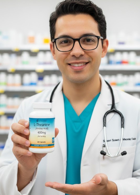 L-Theanine 400mg Serving, 60 Capsules – by Sunlight.
