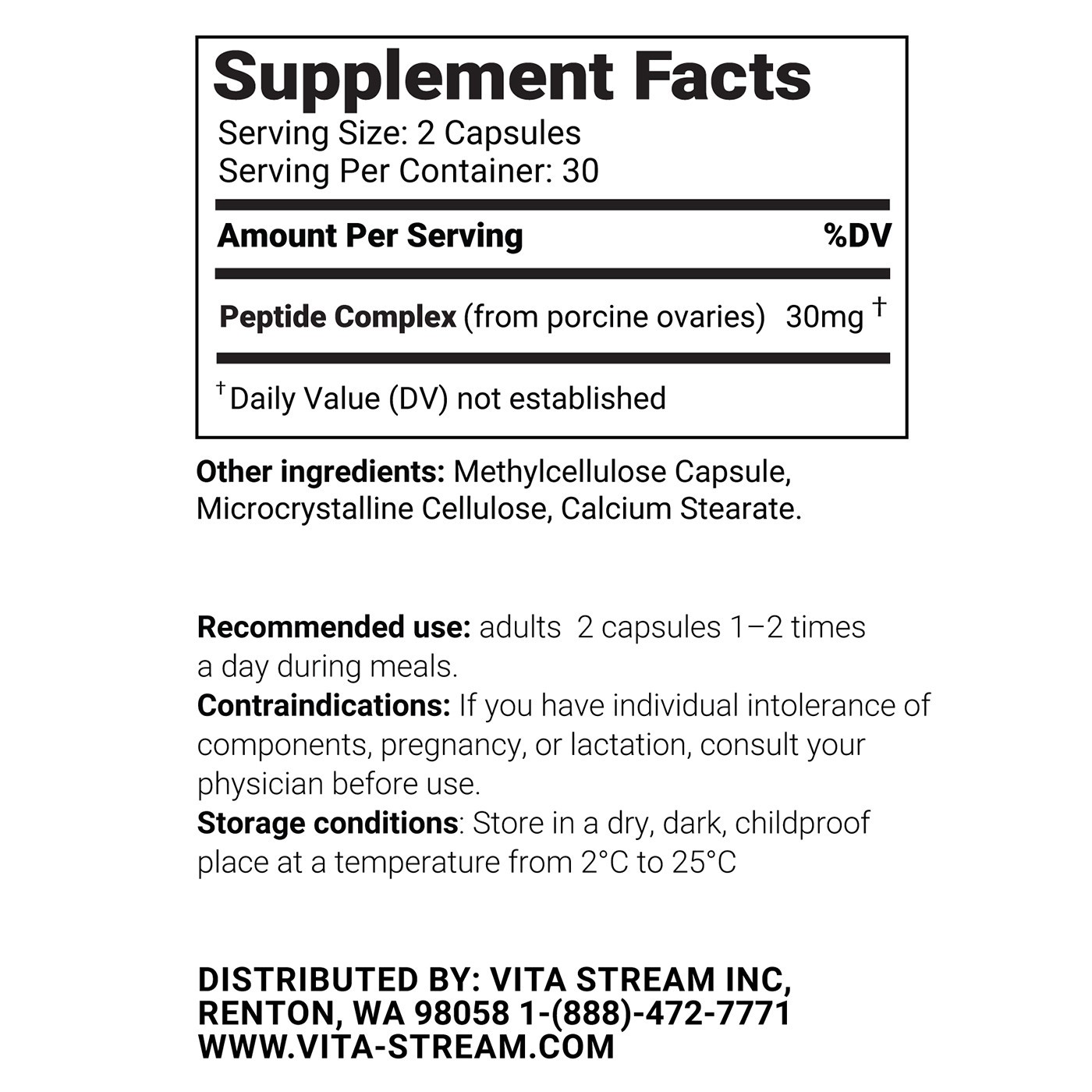 Ovalis – Ovaries Peptide Bioregulator 30 & 60 Capsules – Free Shipping