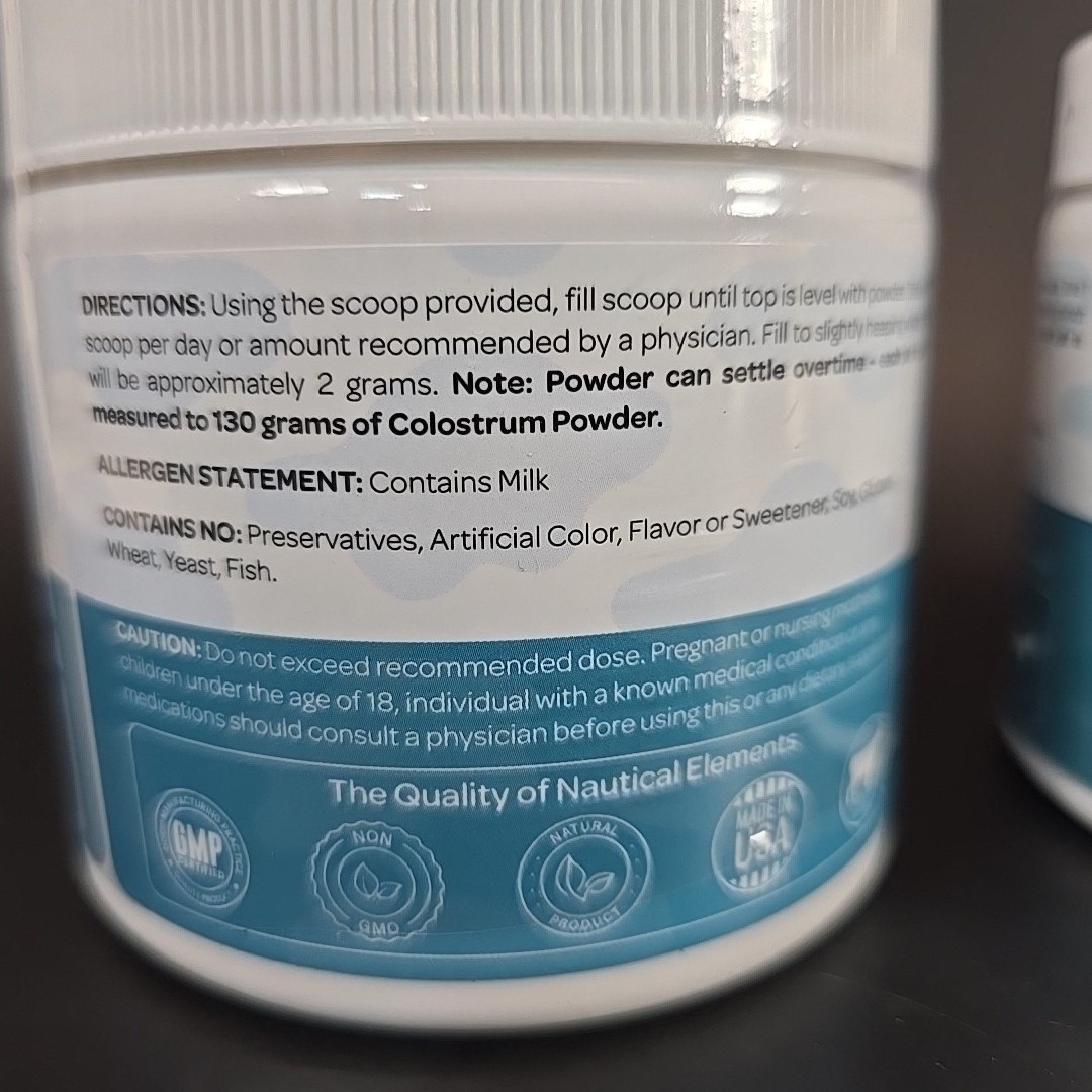 Colostrum Powder 2 Pack, Nautical Elements, Unflavored (30 Servings Each)