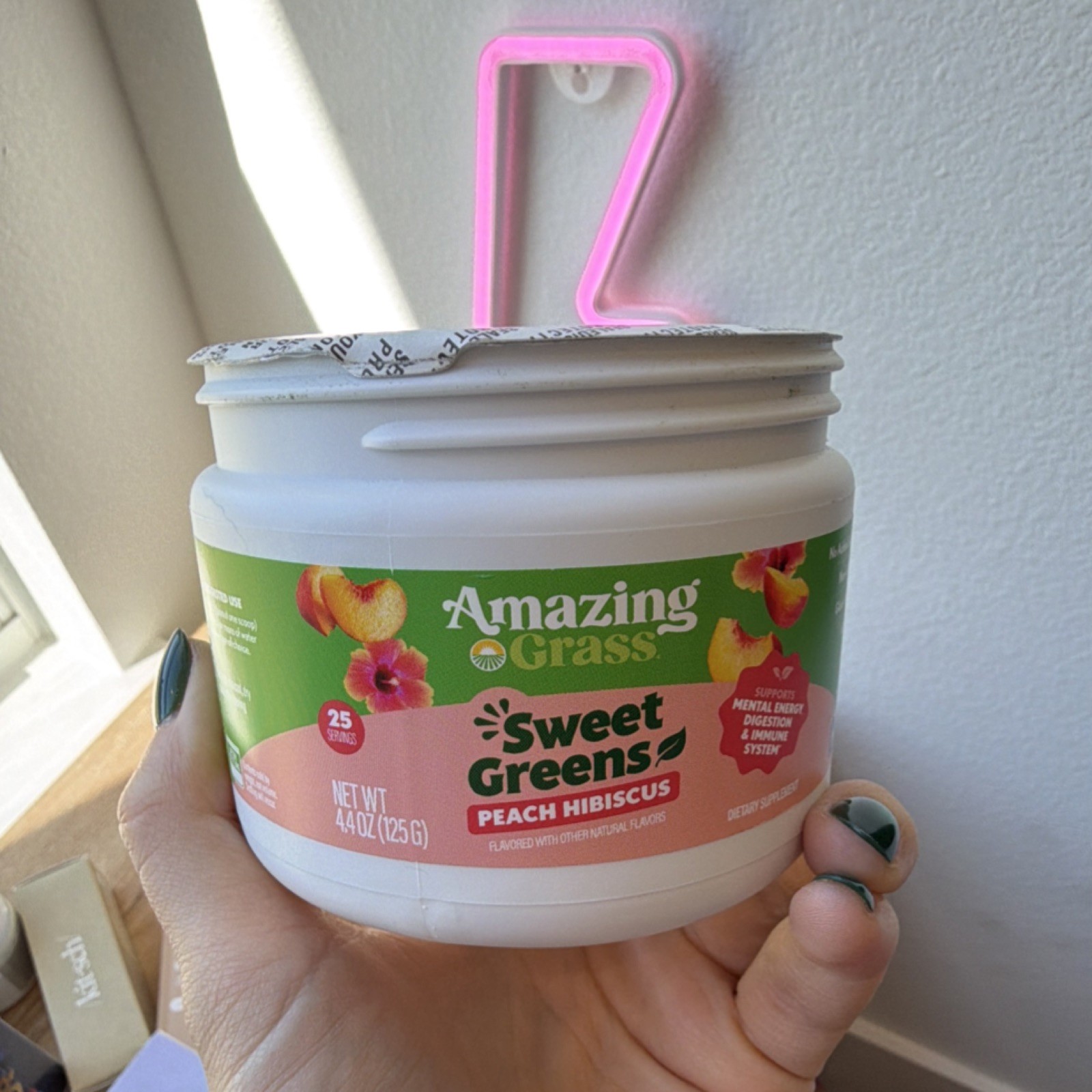 Amazing Grass Sweet Greens Peach Hibiscus Powder Vitamin C Vegan Non-GMO 4.4oz