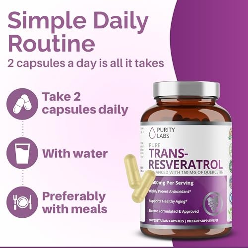 Purity Labs Pure Organic Trans Resveratrol Supplement 90 Count (Pack of 1)