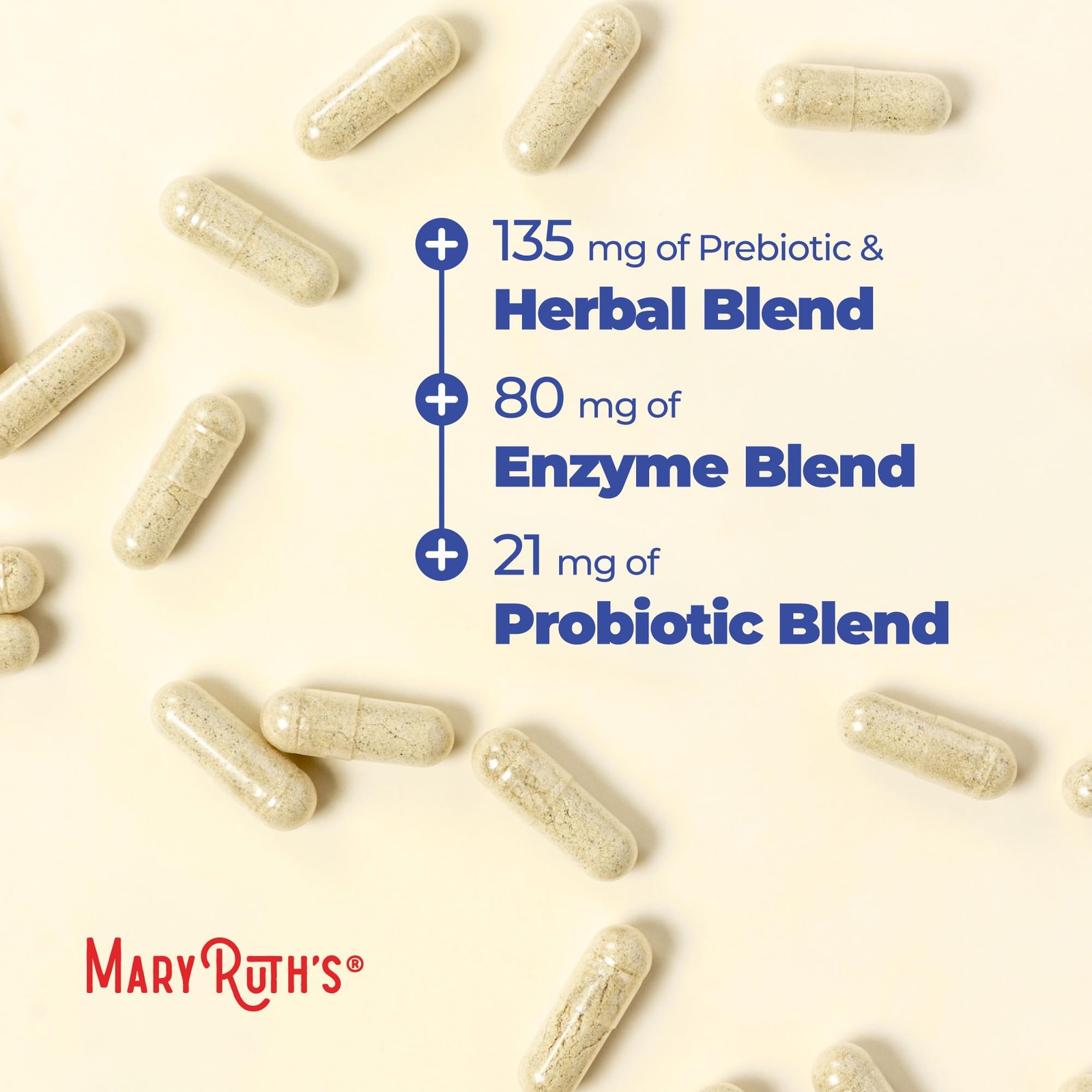 MARYRUTH’S Gut Flora Health+ Enzymes | Prebiotic & 60 Count (Pack of 1)