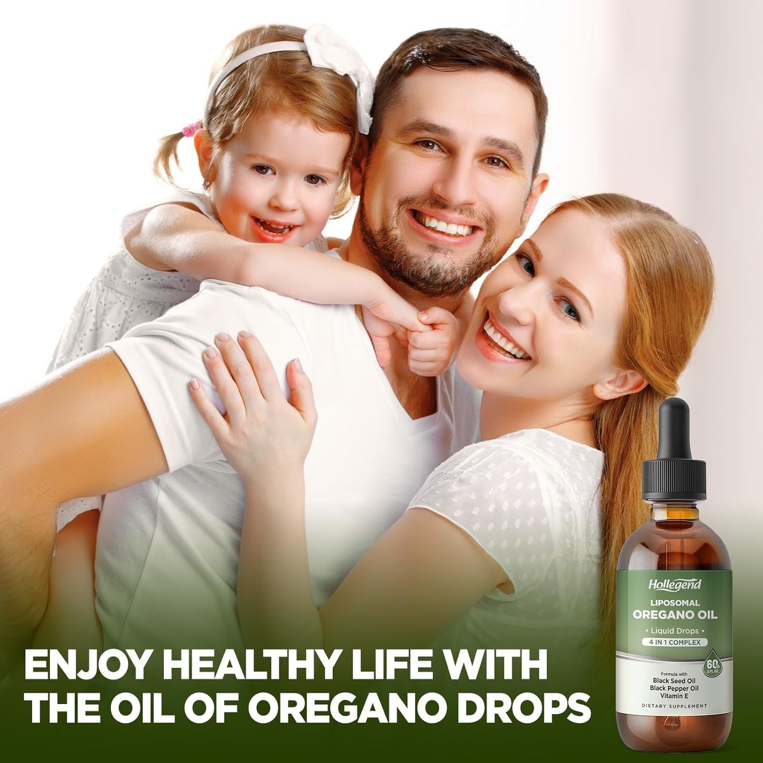 HOLLEGEND Liposomal Oregano Oil Liquid Drops, Organic Oil of Oregano Carvacrol