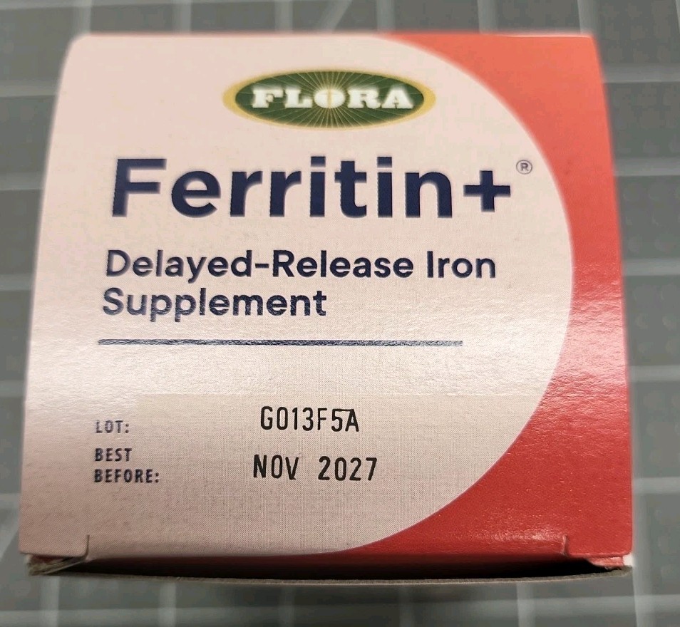 Flora Ferritin+ Delayed-Release Iron Supplement 30 Vegan Capsules Non-GMO