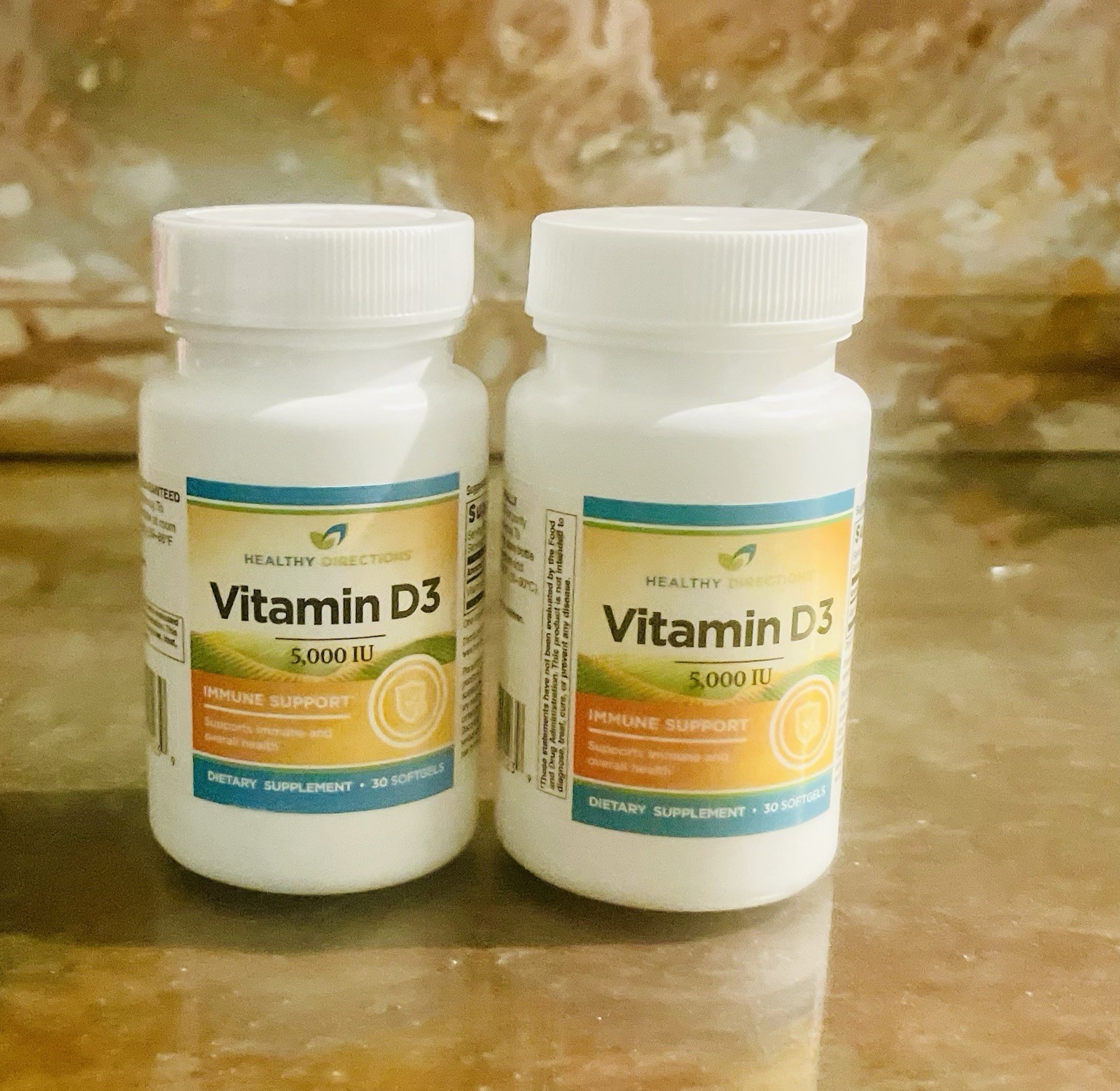 (2) Healthy Directions Vitamin D3 (30 Softgels) 5000 IU Immune Support EXP 07/26