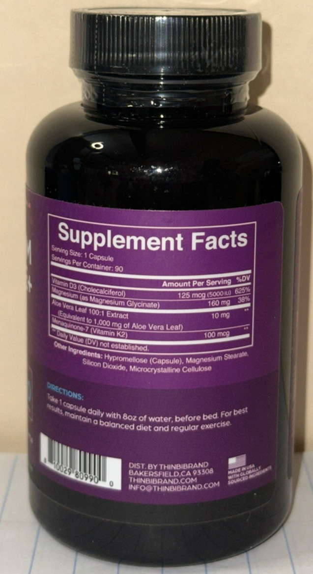 Thinbi Magnesium Glycinate+ – 1160mg – 90 count -05/2028