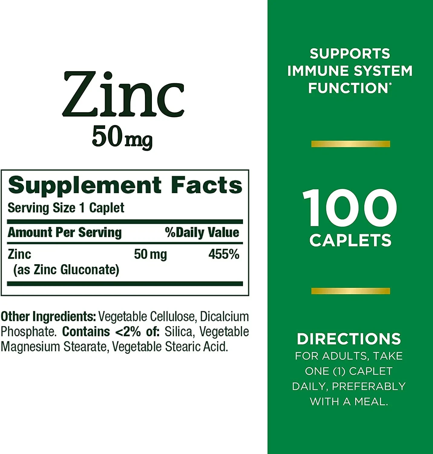 3 PACK Nature’s Bounty Zinc 50 mg Immunity – 100 Caplets EXP 02/26