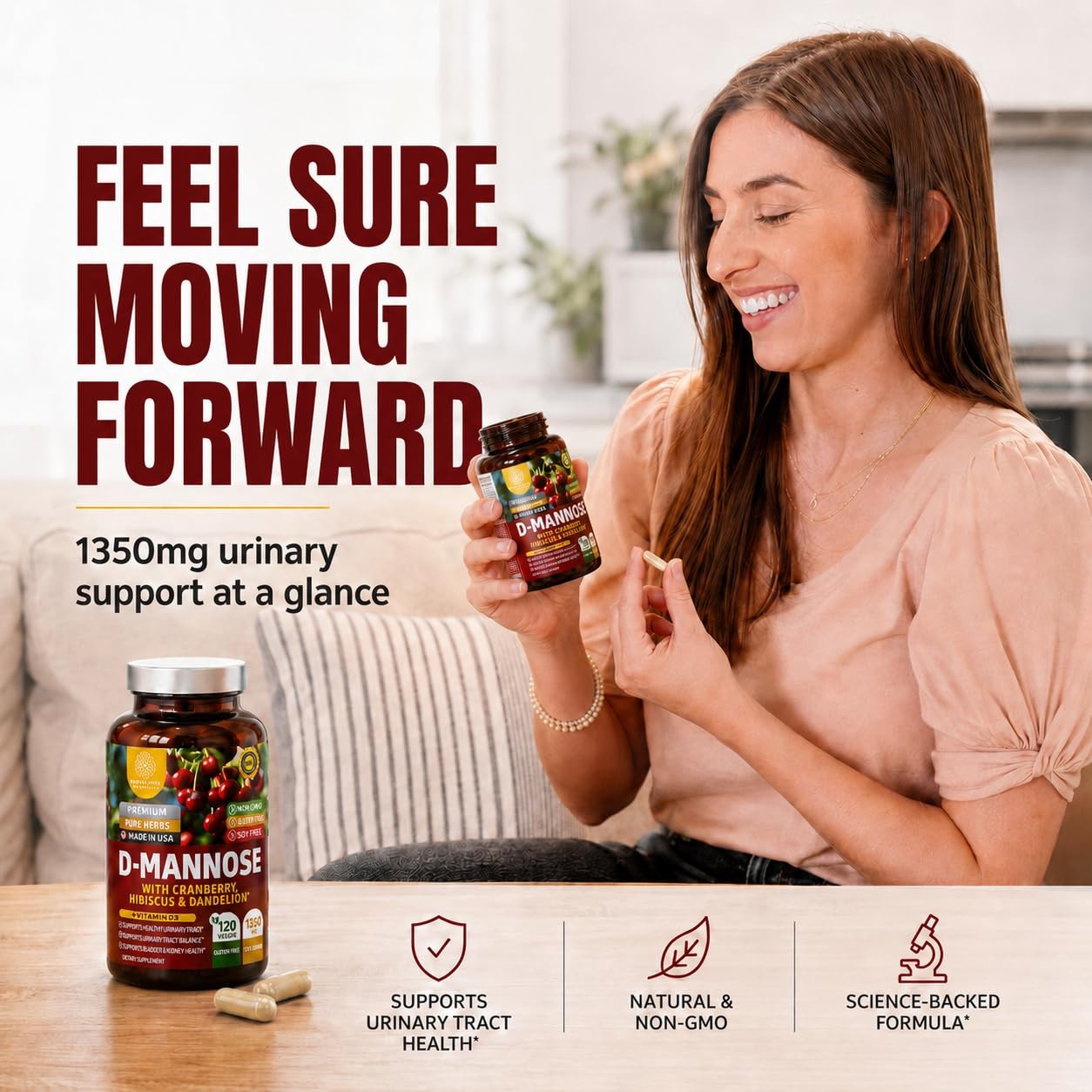 Premium D Mannose Supplement for Women and Men [Max 120 Count (Pack of 1)