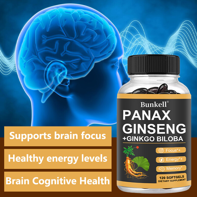 Panax Ginseng w/ Ginkgo Biloba for Memory Focus Energy Brain Health Capsules
