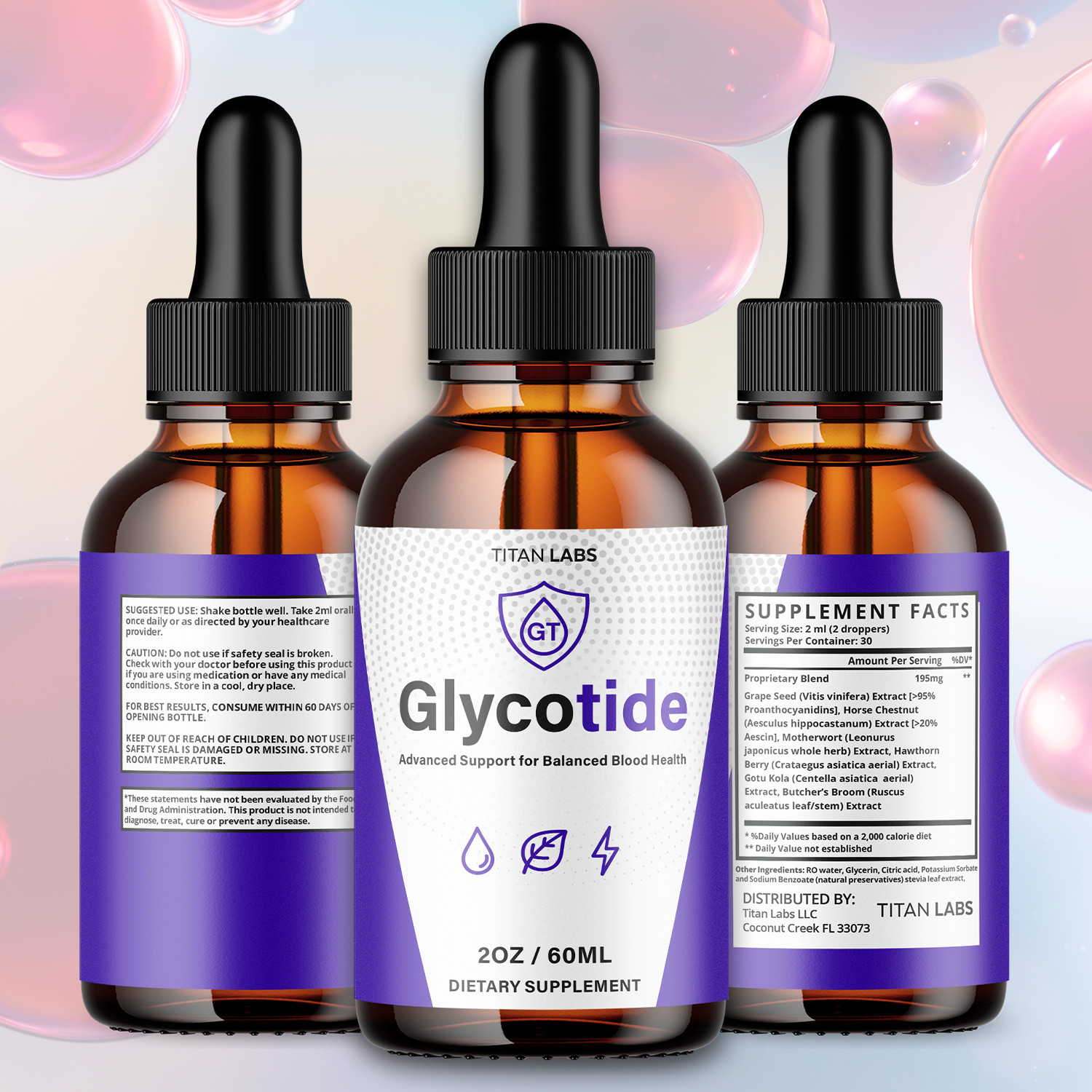 (5 Pack) Glycotide Drops Advanced Blood Support Supplement Glyco Tide 150 Serves