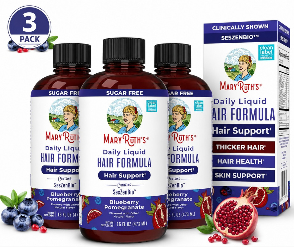 3 Pack 16oz Liquid Formula Biotin Vitamin C Hair Skin Nail Dietary Supplement