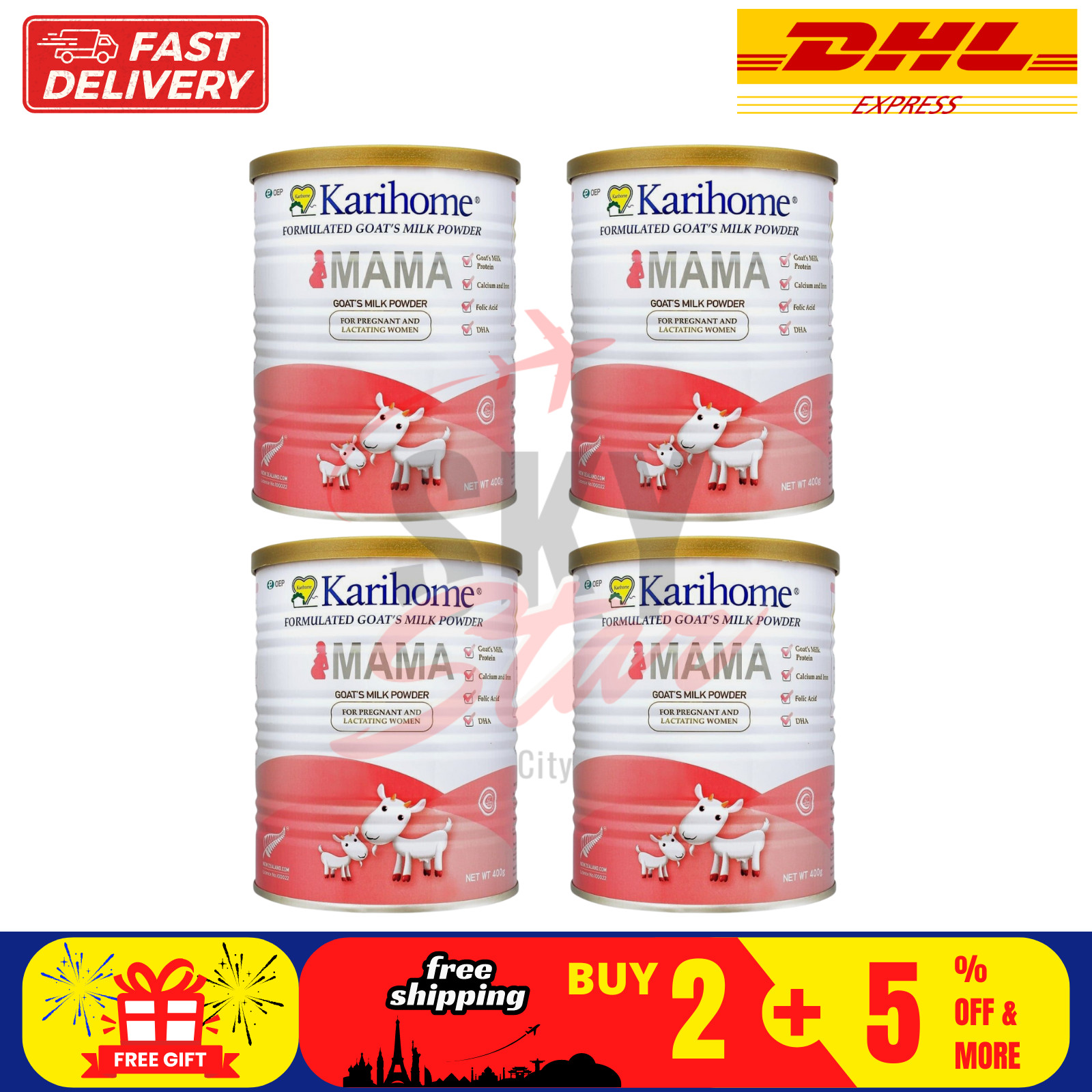4 X 400G Karihome Mama Goat’s Milk Powder For Pregnant & Nursing Mom DHL SHIP