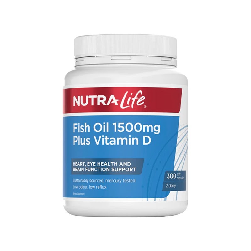 Fish Oil 1,500mg + Vitamin D (300 Capsules) – 3 Pack