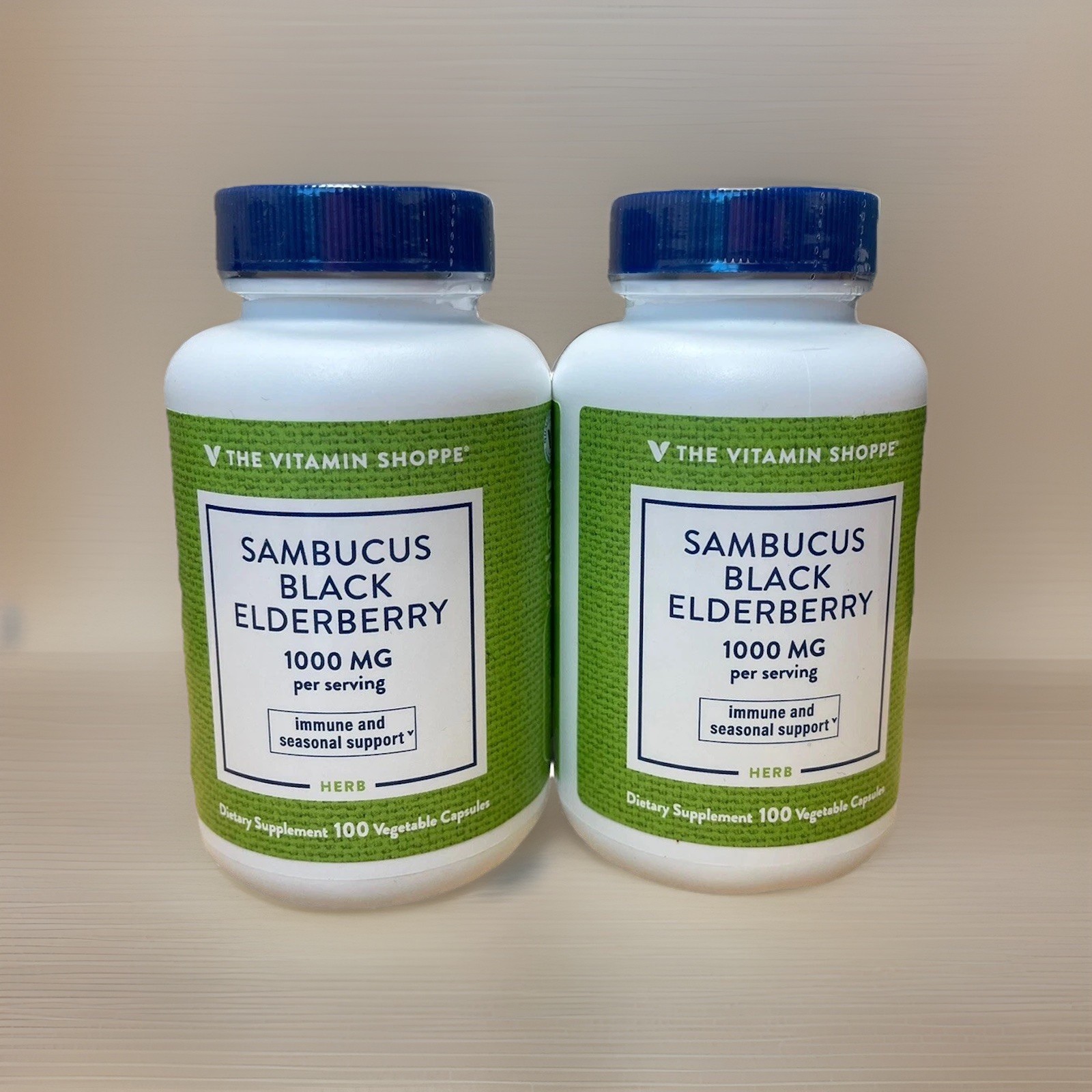 Vitamin Shoppe Sambucus Black Elderberry Dietary Supplement, 100Caps 2 PK Bundle