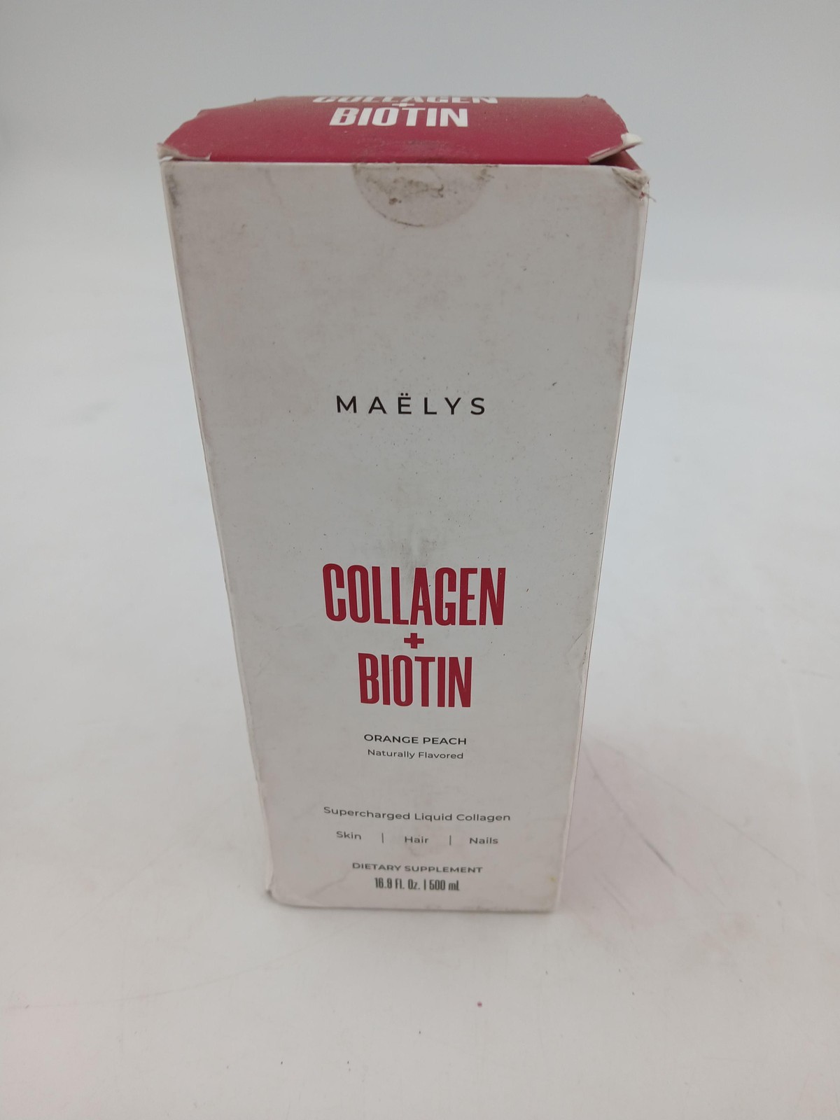 MAELYS Collagen + Biotin 16.9 Fl Oz Orange Peach Hair Skin Nails Supplement