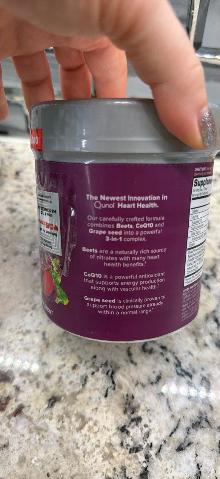 Qunol Blood Pressure Support Beet + CoQ10 + Grape Seed 60 Soft Chews Berry