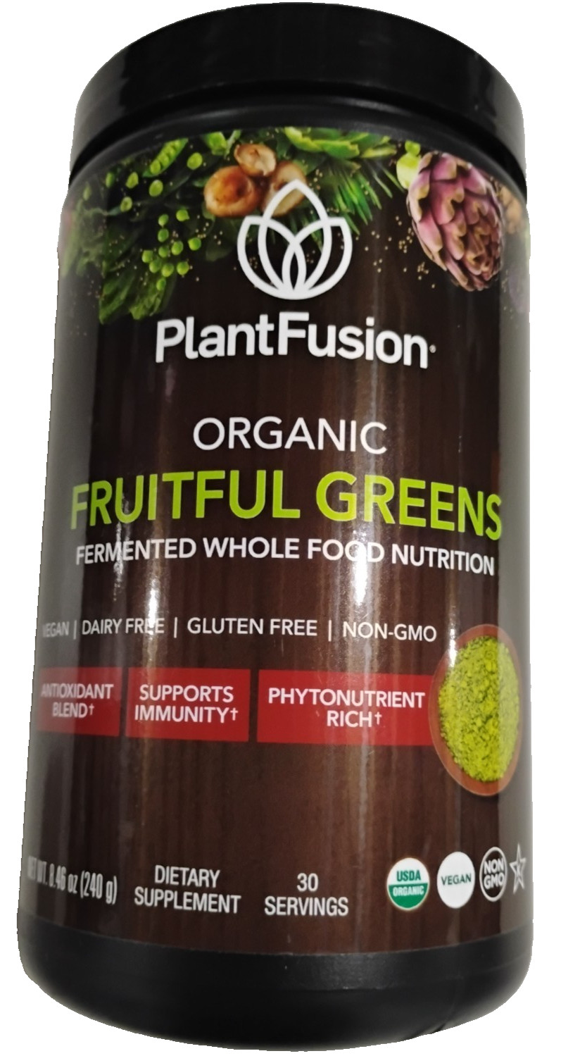 PlantFusion Organic Fruitful Greens Fermented Whole Food Nutrition 8.46 oz. New