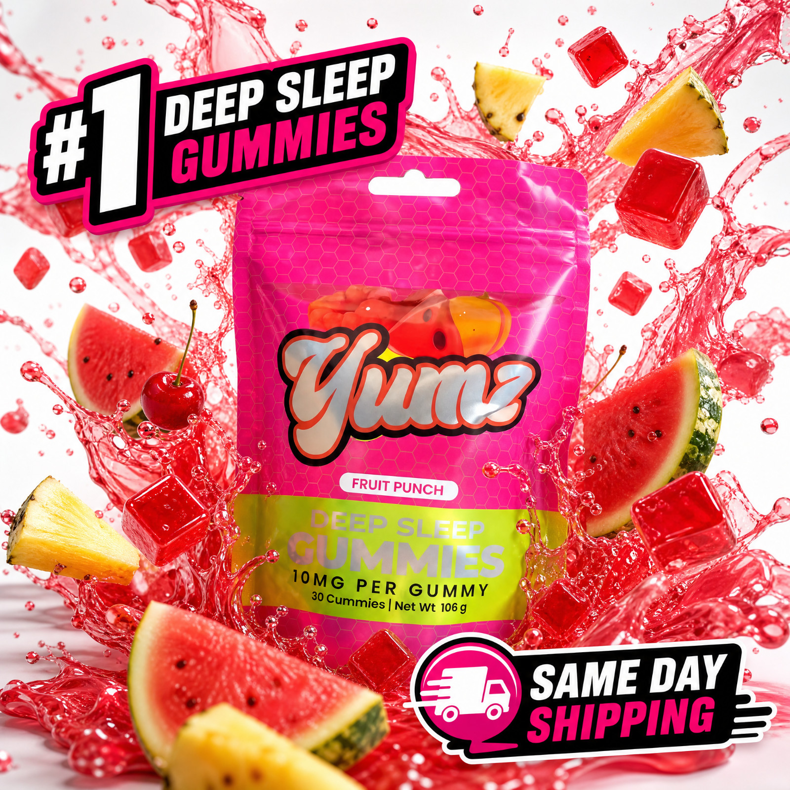 Deep Sleep Gummies – Fruit Punch Gummies – Vegan – Made in USA – 30ct